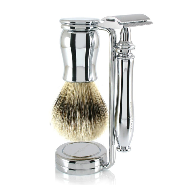 Edwin Jagger Chatsworth Chrome DE 3-Piece Shaving Set 3PCCSRST