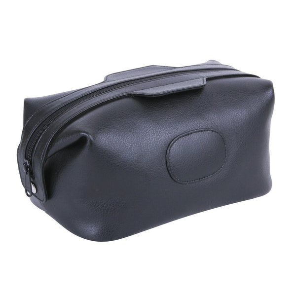 Leather Wash Bag Black 9400