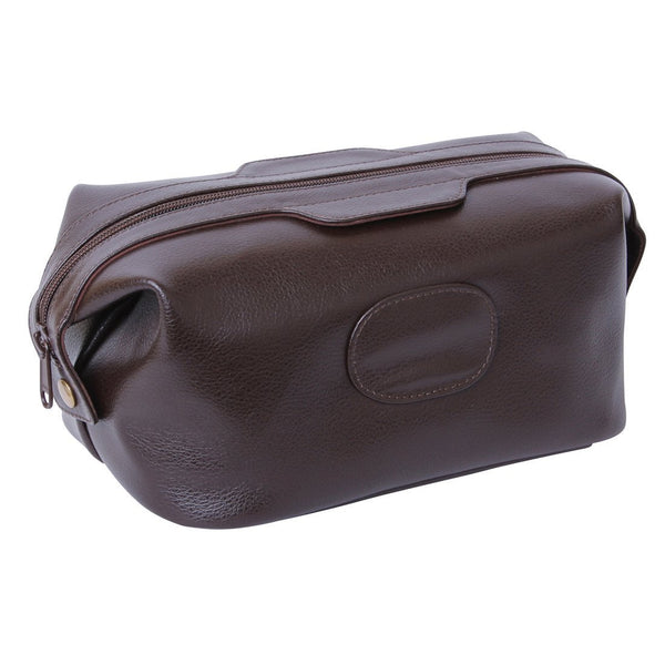 FMG Leather Wash Bag Brown 9401