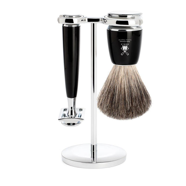 MÜHLE Rytmo 3-Piece Black Resin Shaving Set