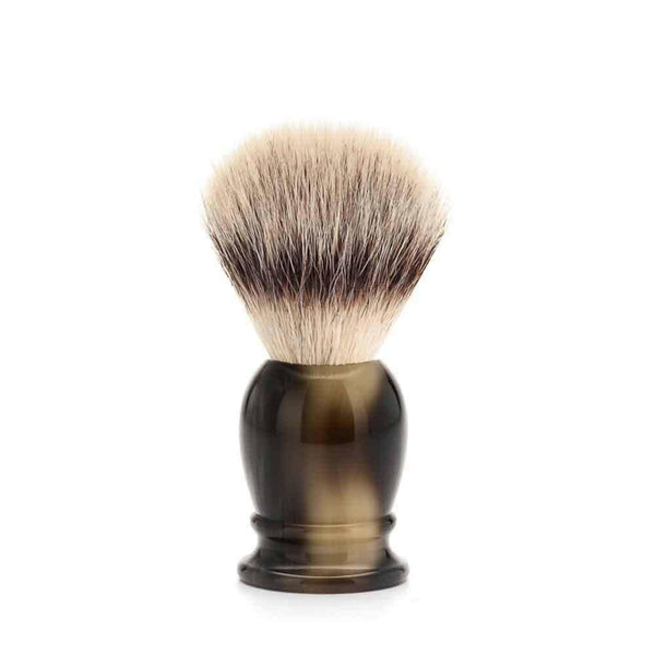 Badger Brush - MÜHLE Classic 'Silvertip' Fibre Brown Horn Small Shaving Brush 39K252