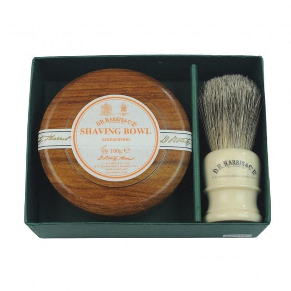 Bowl And Brush Gift Set - D R Harris Sandalwood Mahogany Effect Bowl And Brush Gift Set 100g