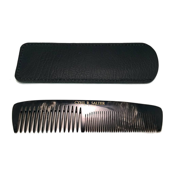 Comb - Cyril R.Salter Genuine Horn Double Tooth Comb With Leather Pouch