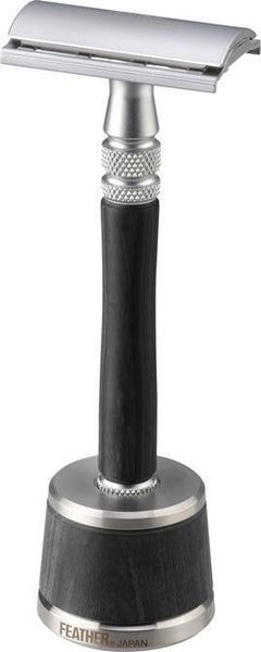Feather WS-D2S Wood Handle Stainless Safety Razor & Stand