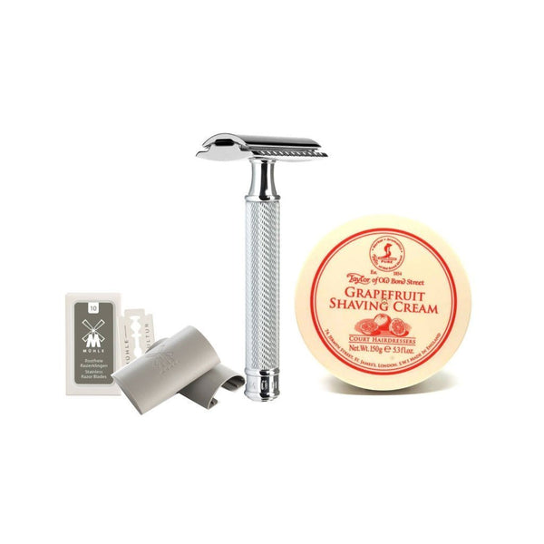 Mühle R89 Safety Razor + ToBS Grapefruit Shaving Cream + Blades + Guard