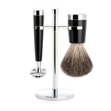 Shaving Set - MÜHLE Liscio Black And Chrome Pure Badger 3 Piece Shaving Set