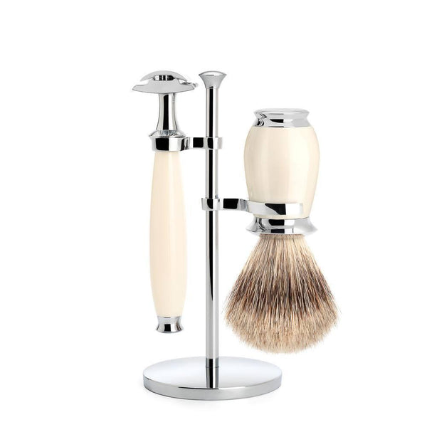 Shaving Set - Mühle Purist 3 Piece Shaving Set Ivory Resin (Badger Hair)