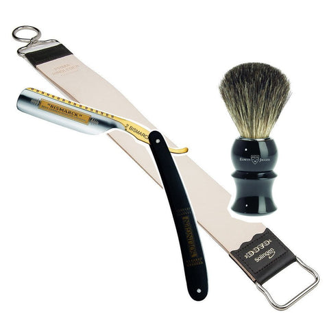 Dovo 6/8" Bismarck2 Straight Razor26810 + Barbarossa Brothers Badger Brush + Dovo Cowhide Hanging Strop