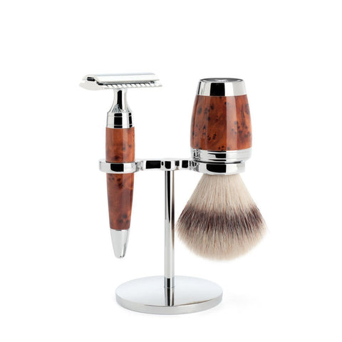 MÜHLE 'STYLO' 3-Piece Silvertip Badger Thuja Wood Shaving Set S091H71SR