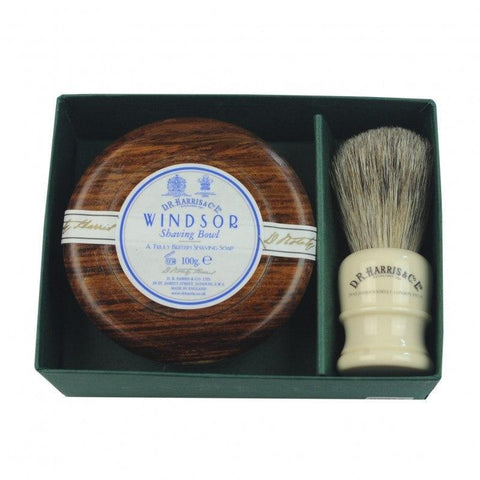 Bowl And Brush Gift Set - D R Harris Mahogany Effect Windsor Bowl And Brush Gift Set