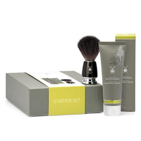 Mühle STARTER SET Aloe Vera Shaving Cream & RYTMO Black Fibre Shaving Brush