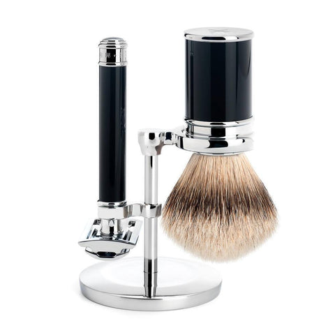 Shaving Set - MÜHLE Traditional Black & Chrome 3 Piece Shaving Set (S091M106)